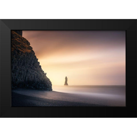 Sunrise In Reynisfjara Black Modern Wood Framed Art Print by Ruiz Dueso, Jorge
