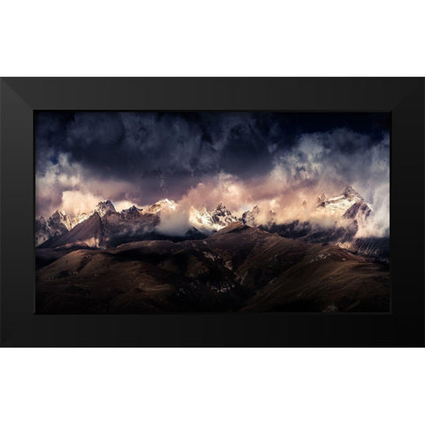 Tibet Snow Mountain A??Aenandfrac14;EÂ?Ay?Ac?A?? Black Modern Wood Framed Art Print by Qiye
