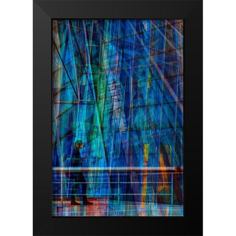 Blu Black Modern Wood Framed Art Print by Della Latta, Massimo