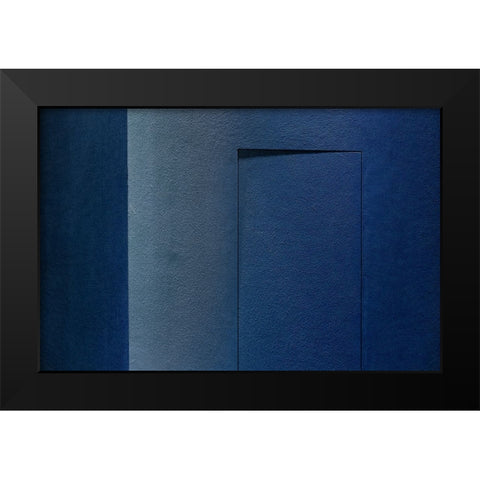 Blue Minimalism Or A Secret Door Black Modern Wood Framed Art Print by Schuster, Inge