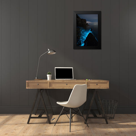 Fluorescent Sea Black Modern Wood Framed Art Print by Shanyewuyu