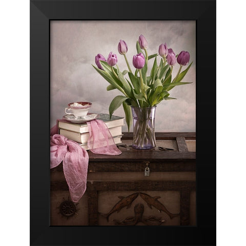 Comfy Black Modern Wood Framed Art Print by Jacobs, Lydia