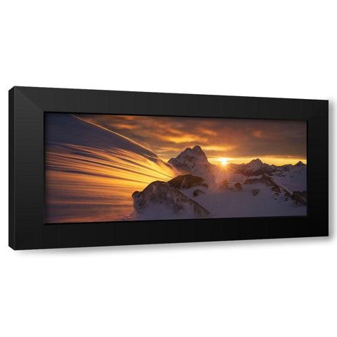 Glacier Light Black Modern Wood Framed Art Print with Double Matting by Zhang, Yan