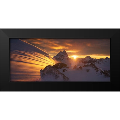 Glacier Light Black Modern Wood Framed Art Print by Zhang, Yan
