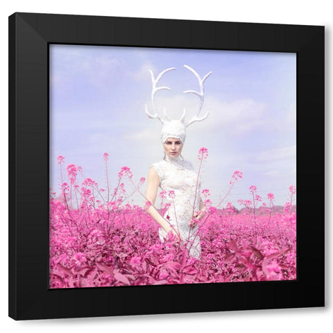 Pink Lady Black Modern Wood Framed Art Print by Darzi, Mike