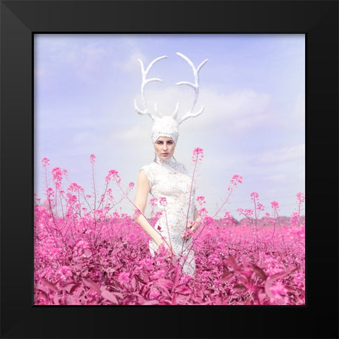 Pink Lady Black Modern Wood Framed Art Print by Darzi, Mike