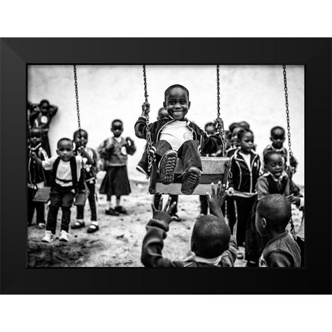 Childrens Playground Black Modern Wood Framed Art Print by Vidak, Vedran