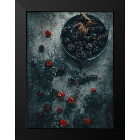 Black Strawberry Black Modern Wood Framed Art Print by Kazamil, Farid