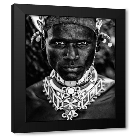 Samburu Man Black Modern Wood Framed Art Print by Vidak, Vedran