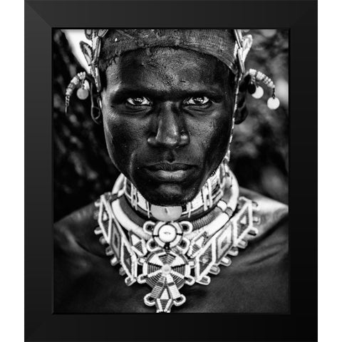 Samburu Man Black Modern Wood Framed Art Print by Vidak, Vedran