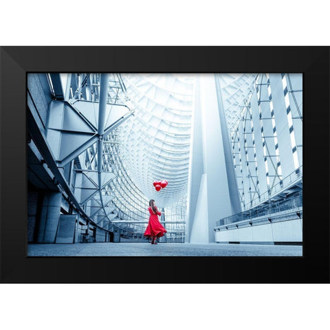 A Day Trip Black Modern Wood Framed Art Print by Silkandfire