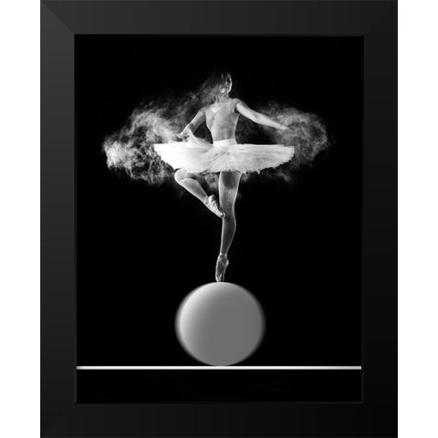 Spin With Ball Black Modern Wood Framed Art Print by Bunjamin, Antonyus