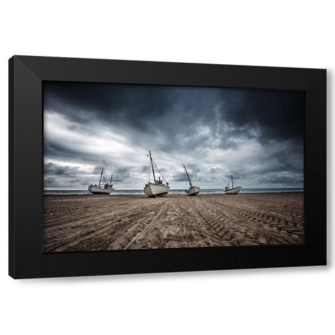 Ships Black Modern Wood Framed Art Print by Fotomarion