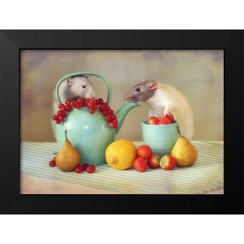 Jimmy And Snoozy Black Modern Wood Framed Art Print by Van Deelen, Ellen