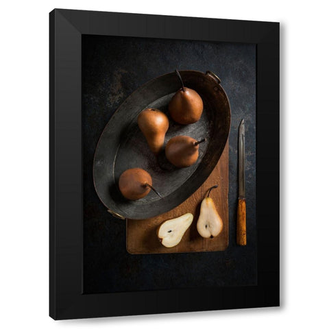 Pears Black Modern Wood Framed Art Print by Popescu, Diana