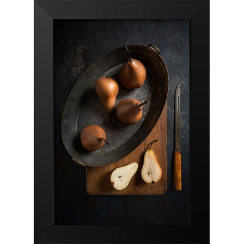 Pears Black Modern Wood Framed Art Print by Popescu, Diana
