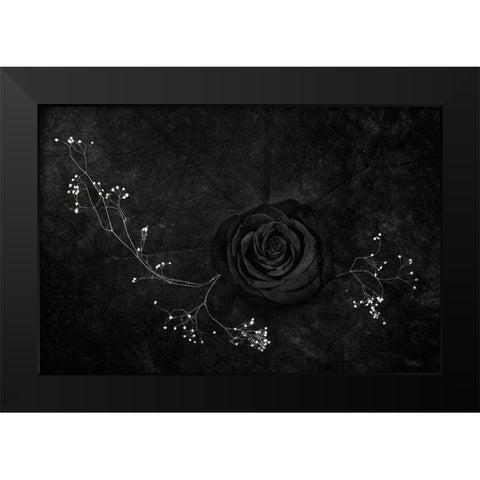 Rose Noire Black Modern Wood Framed Art Print by Clough, Stephen