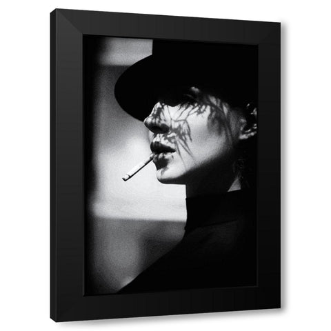 Lady In Black Black Modern Wood Framed Art Print by Schaller, Peter