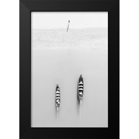 Morning Exercises Black Modern Wood Framed Art Print by Chengzhou, Zhou
