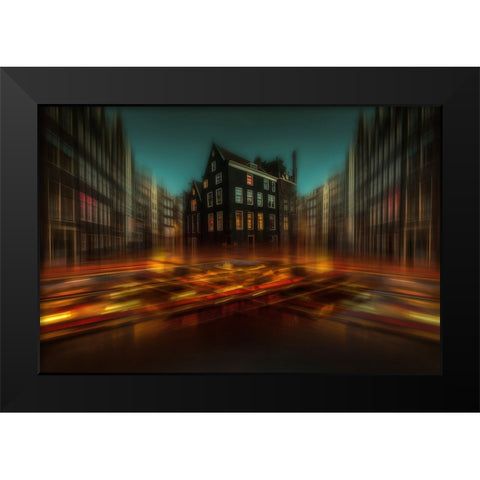Amsterdam Lights Black Modern Wood Framed Art Print by aRRO