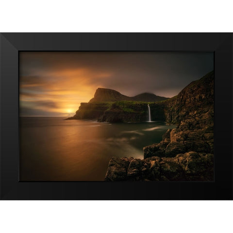 Arnafjall Sunset Black Modern Wood Framed Art Print by Kruczynski, Wojciech