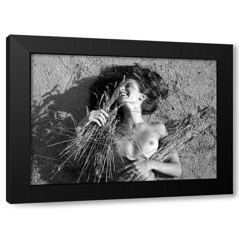 Liveliness Black Modern Wood Framed Art Print by Kijurko, Lorna