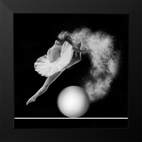 Jump Black Modern Wood Framed Art Print by Bunjamin, Antonyus