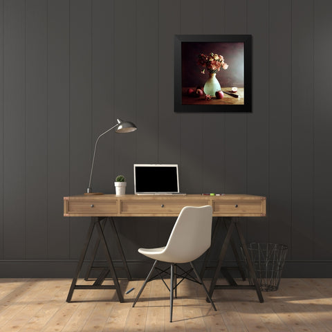 Still Life With Apples Black Modern Wood Framed Art Print by Laercio, Luiz