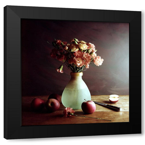 Still Life With Apples Black Modern Wood Framed Art Print by Laercio, Luiz