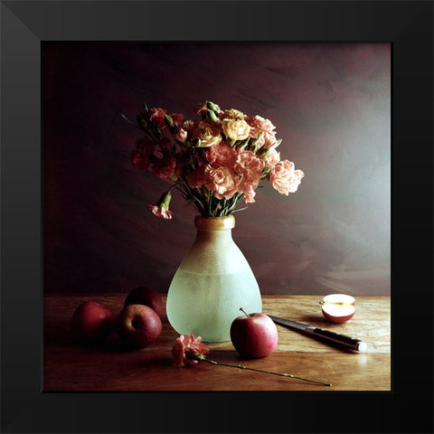 Still Life With Apples Black Modern Wood Framed Art Print by Laercio, Luiz