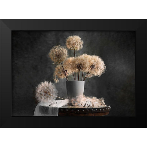 Dandelion Seed Pod Black Modern Wood Framed Art Print by Jacobs, Lydia