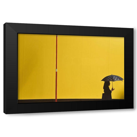 Yellow-Black-Red Black Modern Wood Framed Art Print with Double Matting by Kiri, Reiko