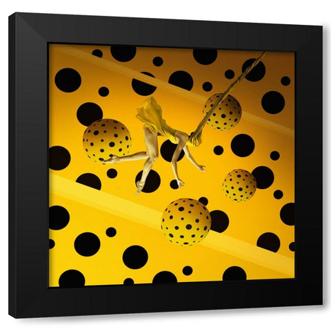 Polkadot On Memory Bliss Black Modern Wood Framed Art Print by Hardibudi