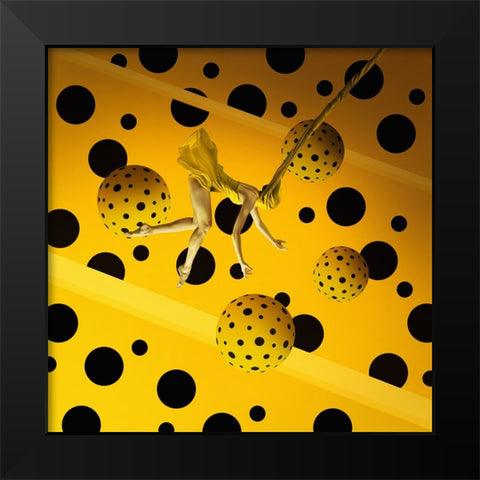 Polkadot On Memory Bliss Black Modern Wood Framed Art Print by Hardibudi