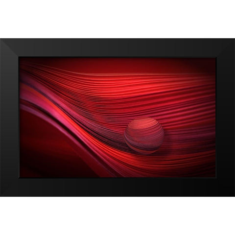Red Black Modern Wood Framed Art Print by Kerber, Jutta