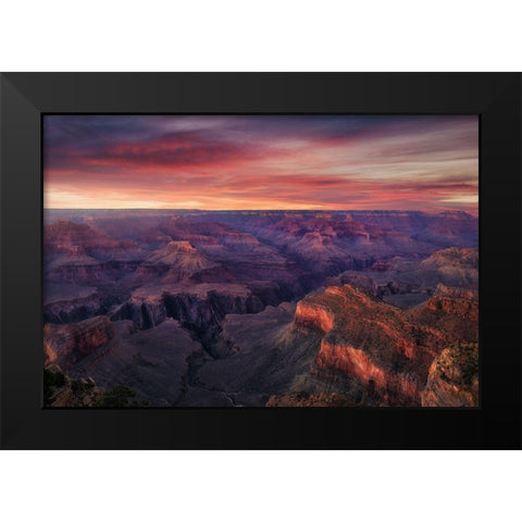 Canyon On Fire Black Modern Wood Framed Art Print by F. Turienzo, Carlos