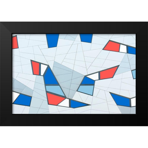 Game Of Lines And Shapes Black Modern Wood Framed Art Print by Van Son, Greetje