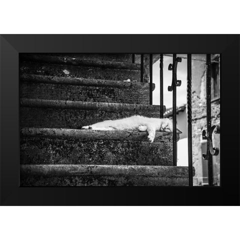 Slow Life Black Modern Wood Framed Art Print by Polo, Piera