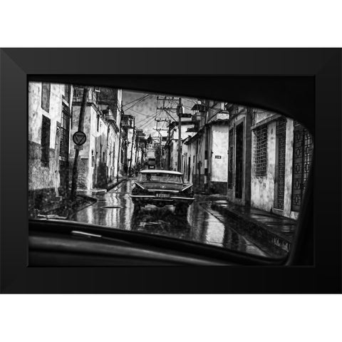 In The Streets Of Santiago De Cuba Black Modern Wood Framed Art Print by Stranak, Pavol