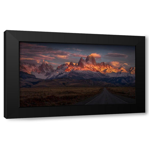 Burning Peak Black Modern Wood Framed Art Print by Svoboda Mqep, Peter