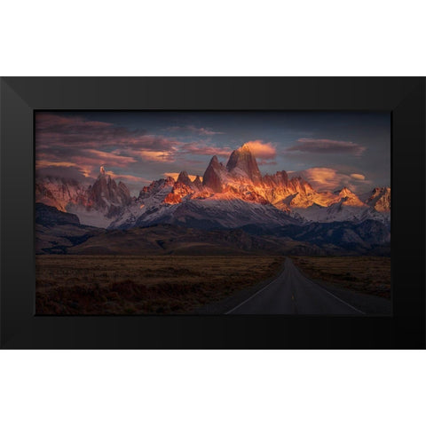 Burning Peak Black Modern Wood Framed Art Print by Svoboda Mqep, Peter