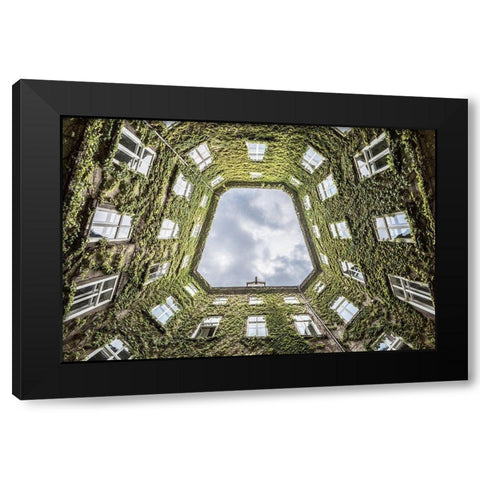 Vienna Courtyard Black Modern Wood Framed Art Print with Double Matting by Cancian, Lorenza