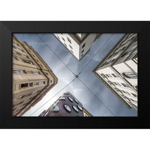 Where Streets Meet The Sky Black Modern Wood Framed Art Print by Cancian, Lorenza