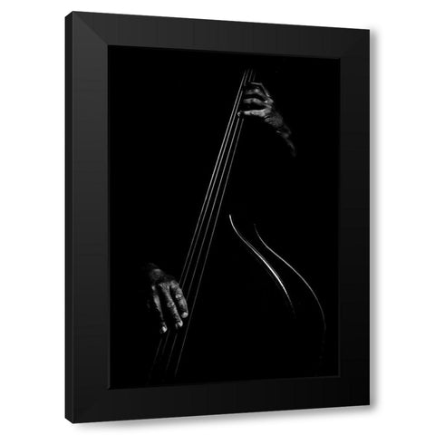 Le Contrebassiste Black Modern Wood Framed Art Print by Didier, Strugala