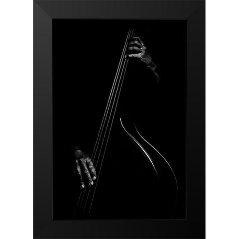 Le Contrebassiste Black Modern Wood Framed Art Print by Didier, Strugala