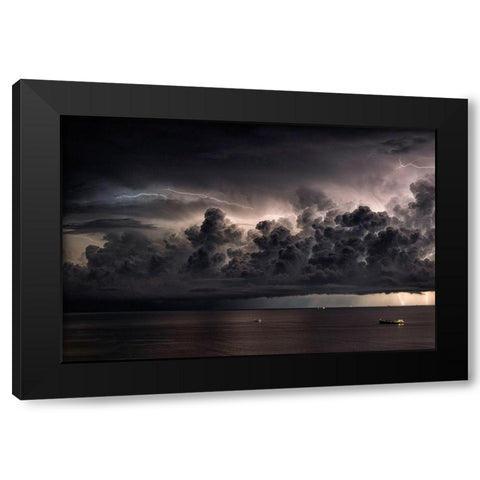 Storm Over The Mediterranean Sea Black Modern Wood Framed Art Print with Double Matting by Zanleone, Roberto