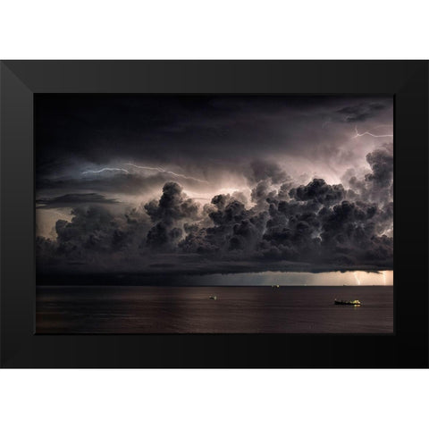 Storm Over The Mediterranean Sea Black Modern Wood Framed Art Print by Zanleone, Roberto