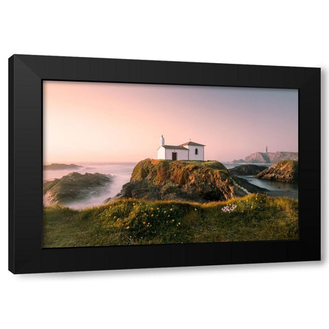 Hermitage On The Top Of A Cliff,Galicia,Spain. Black Modern Wood Framed Art Print with Double Matting by Nunez, Adrian