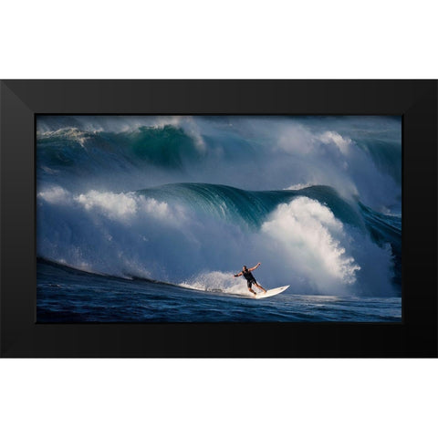 Dancing With Waves Black Modern Wood Framed Art Print by H Yang, David
