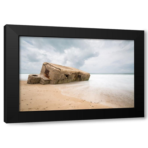 Bunker On Beach Camposoto-Cadiz-Spain. Black Modern Wood Framed Art Print with Double Matting by Nunez, Adrian